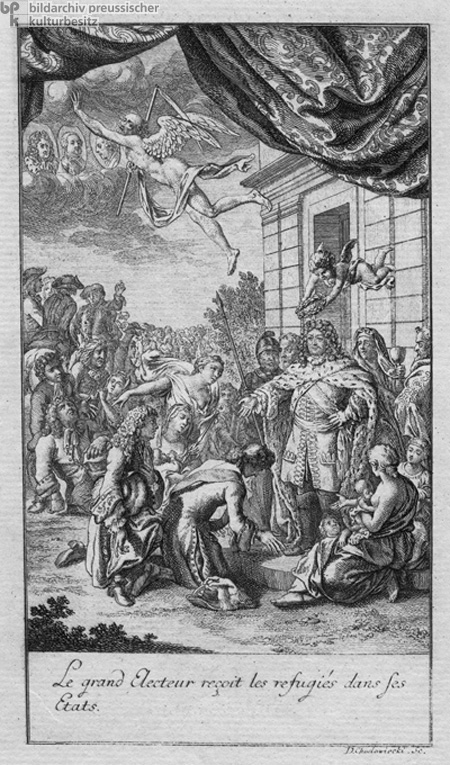 Frederick William ("the Great Elector") receives the Huguenots in the Year 1685 (1782) 
